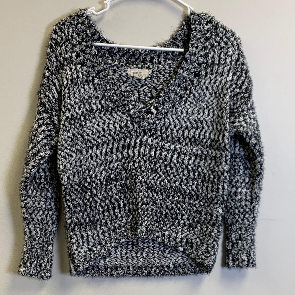 Cozy Black and White V-Neck Sweater
